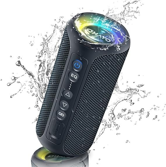 OHAYO Altavoz Bluetooth X8 Pro, portátil Resistente al Agua IPX7, Altavoz con Sonido Estéreo, Bajos Potentes, Efecto de Triple Bajo, hasta 30h de reproducción
